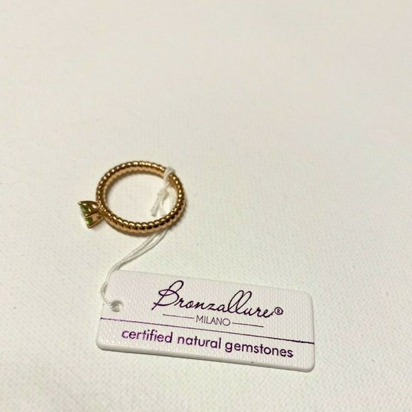 NWT Made in Italy Bronzallure Green Peridot 18k Rose Gold Plated Ring Size US 7 - Picture 5 of 7